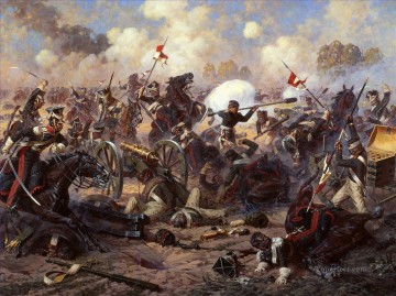 Clásico Painting - La hazaña del mayor general Kostenetskiv en la batalla de Borodino Yurievich Averyanov Guerra militar